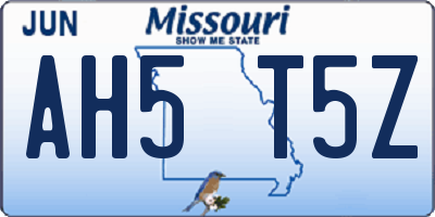 MO license plate AH5T5Z