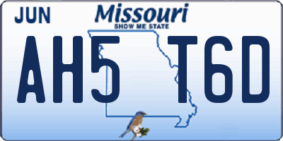 MO license plate AH5T6D