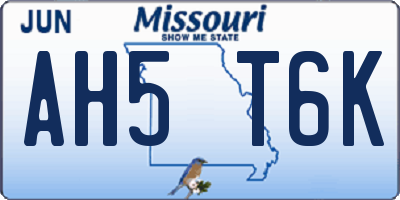 MO license plate AH5T6K