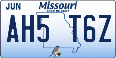 MO license plate AH5T6Z