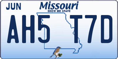 MO license plate AH5T7D
