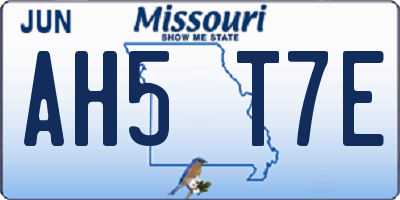 MO license plate AH5T7E