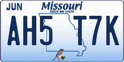 MO license plate AH5T7K