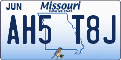 MO license plate AH5T8J
