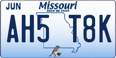 MO license plate AH5T8K
