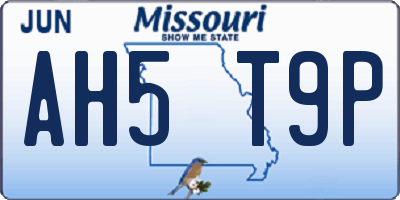 MO license plate AH5T9P