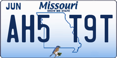 MO license plate AH5T9T