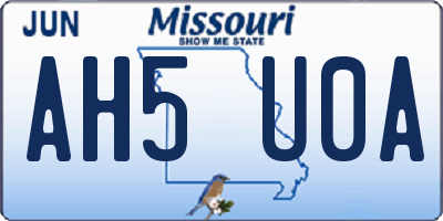 MO license plate AH5U0A