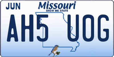 MO license plate AH5U0G