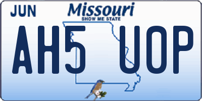 MO license plate AH5U0P