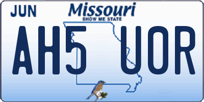MO license plate AH5U0R