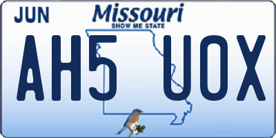 MO license plate AH5U0X