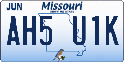 MO license plate AH5U1K