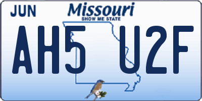 MO license plate AH5U2F