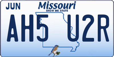 MO license plate AH5U2R