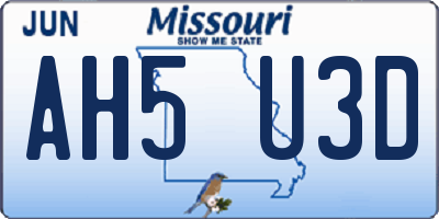 MO license plate AH5U3D