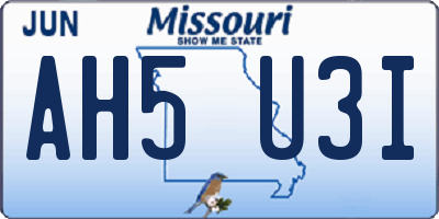 MO license plate AH5U3I