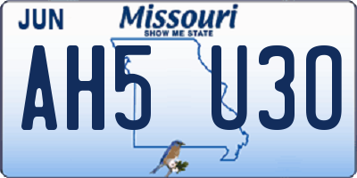 MO license plate AH5U3O