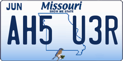MO license plate AH5U3R