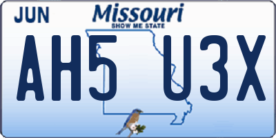 MO license plate AH5U3X