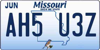 MO license plate AH5U3Z