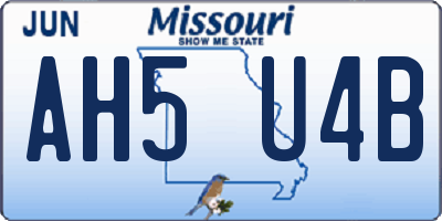MO license plate AH5U4B