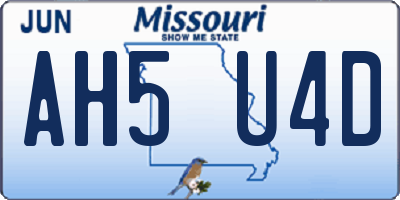 MO license plate AH5U4D