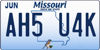 MO license plate AH5U4K