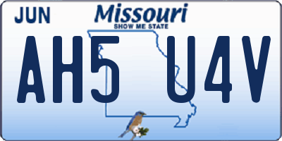 MO license plate AH5U4V