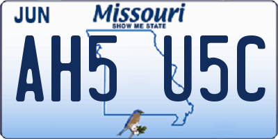 MO license plate AH5U5C