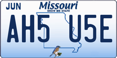 MO license plate AH5U5E