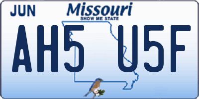 MO license plate AH5U5F
