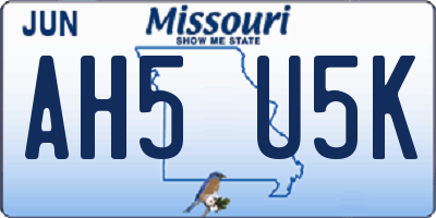 MO license plate AH5U5K