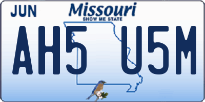 MO license plate AH5U5M