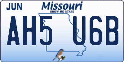 MO license plate AH5U6B