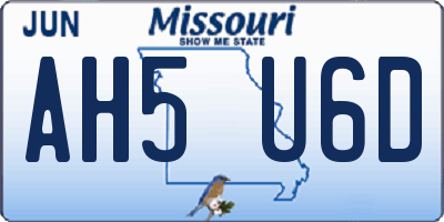 MO license plate AH5U6D