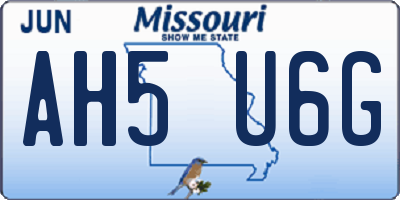 MO license plate AH5U6G