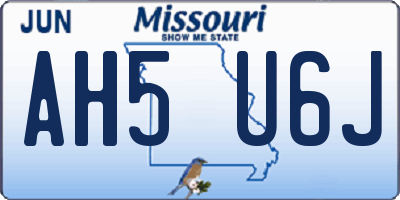 MO license plate AH5U6J