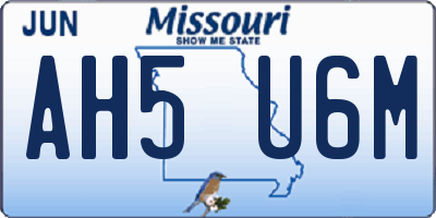 MO license plate AH5U6M