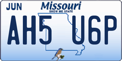 MO license plate AH5U6P