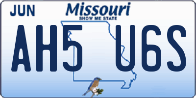 MO license plate AH5U6S