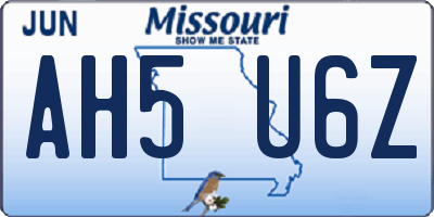 MO license plate AH5U6Z