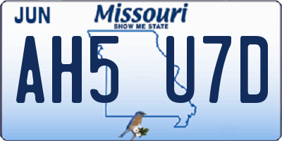 MO license plate AH5U7D
