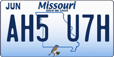 MO license plate AH5U7H