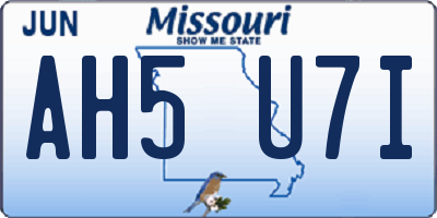 MO license plate AH5U7I