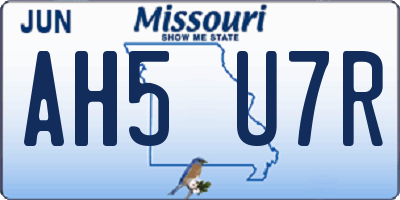 MO license plate AH5U7R