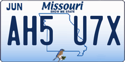 MO license plate AH5U7X