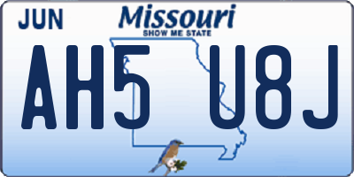 MO license plate AH5U8J