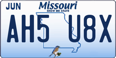 MO license plate AH5U8X