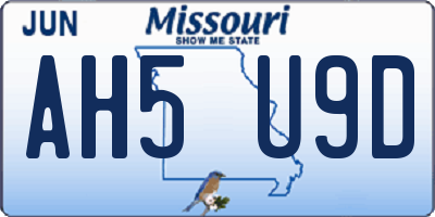 MO license plate AH5U9D
